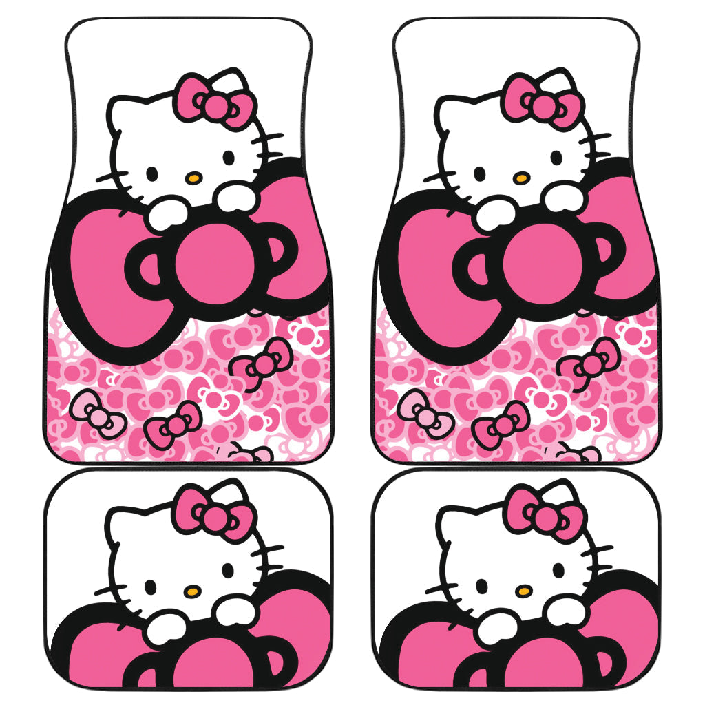 Hello Kitty Car Mats Cute Hello Kitty Bowtie Doodle Pattern Car Floor Mats
