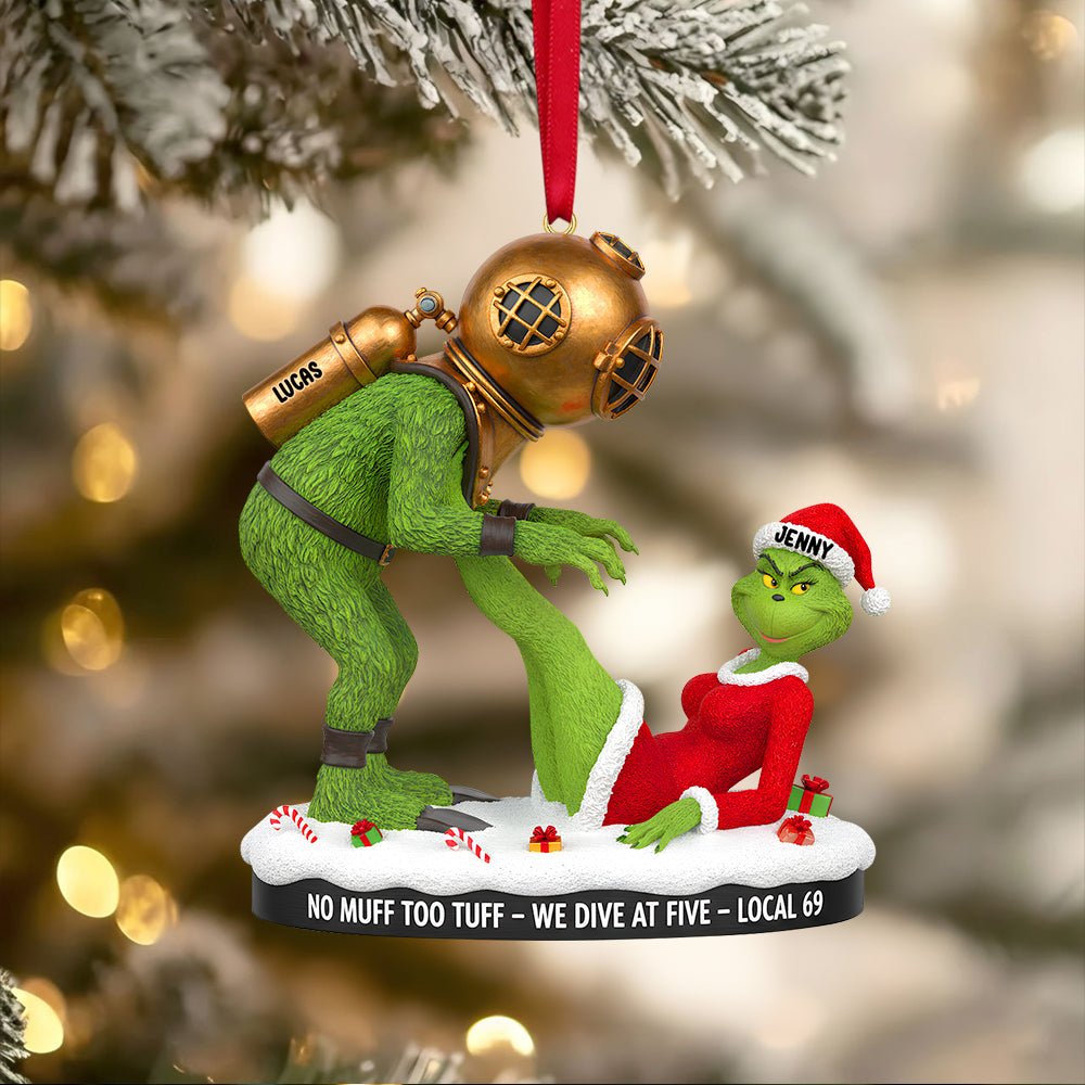 It Ain't Gonna Fuck Itself!!!! Grinch For Couples Custom Name Christmas Acrylic Ornament