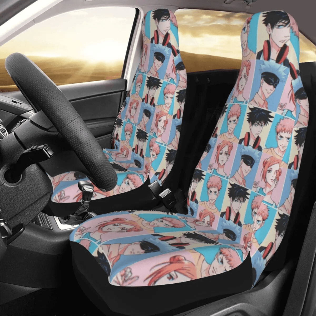 Jujutsu Kaisen Car Seat Covers Jujutsu Kaisen Characters Pattern Seat Covers
