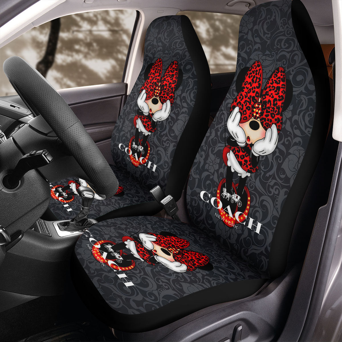 Minnie Car Seat Covers Minnie With Leopard Pattern Seat Covers