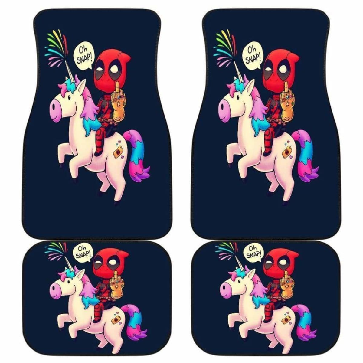 Marvel Car Floor Mats Cartoon Deadpool Unicorn Chibi Funny Car Mats
