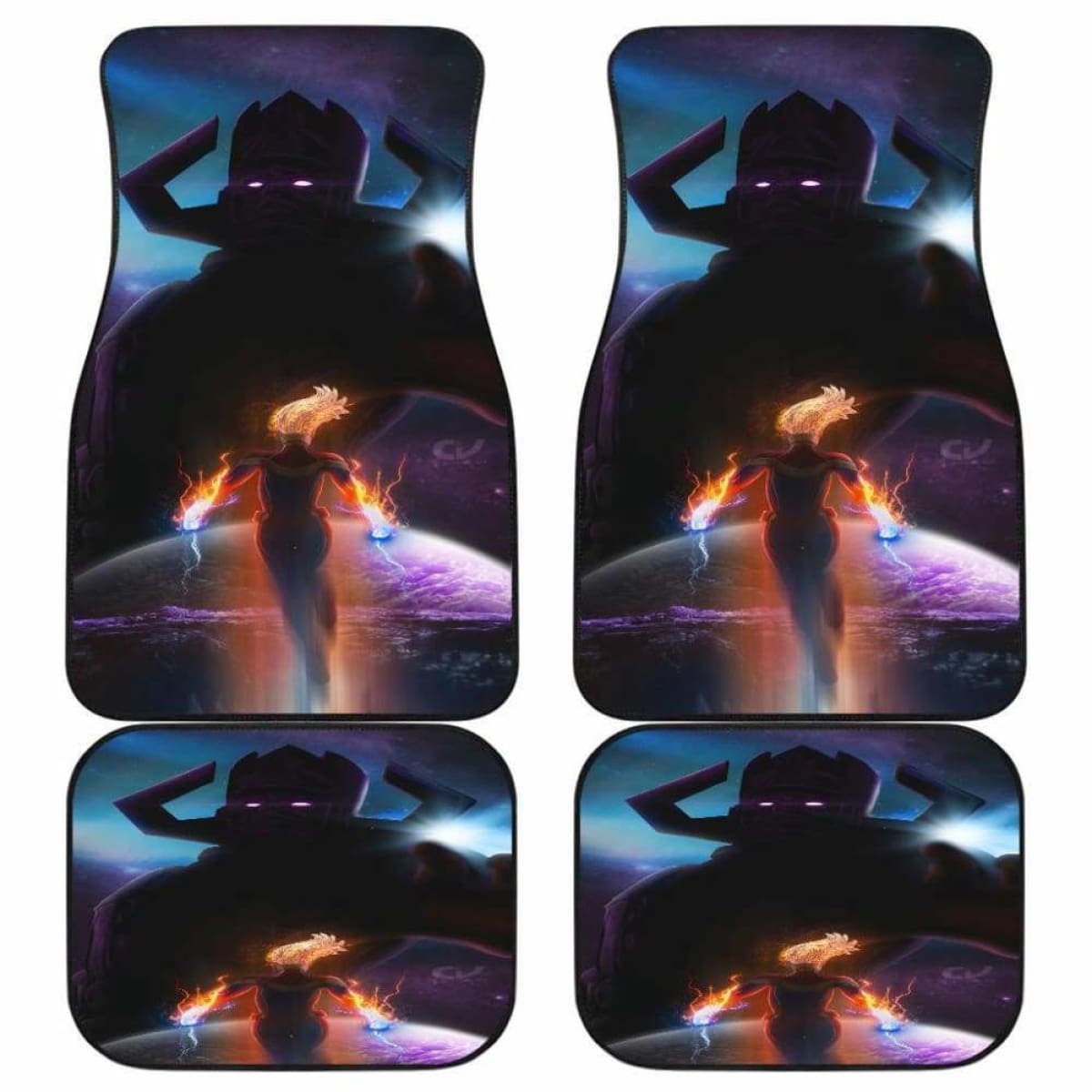 Marvel Car Floor Mats Galactus Vs Captain Marvel Silhouette Car Mats