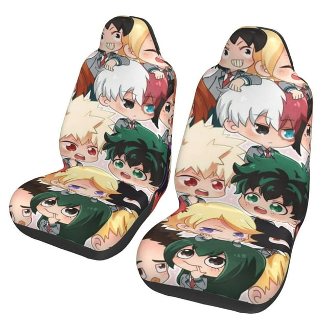 My Hero Academia Car Seat Covers All Heroes Characters Chibi Pattern Seat Covers
