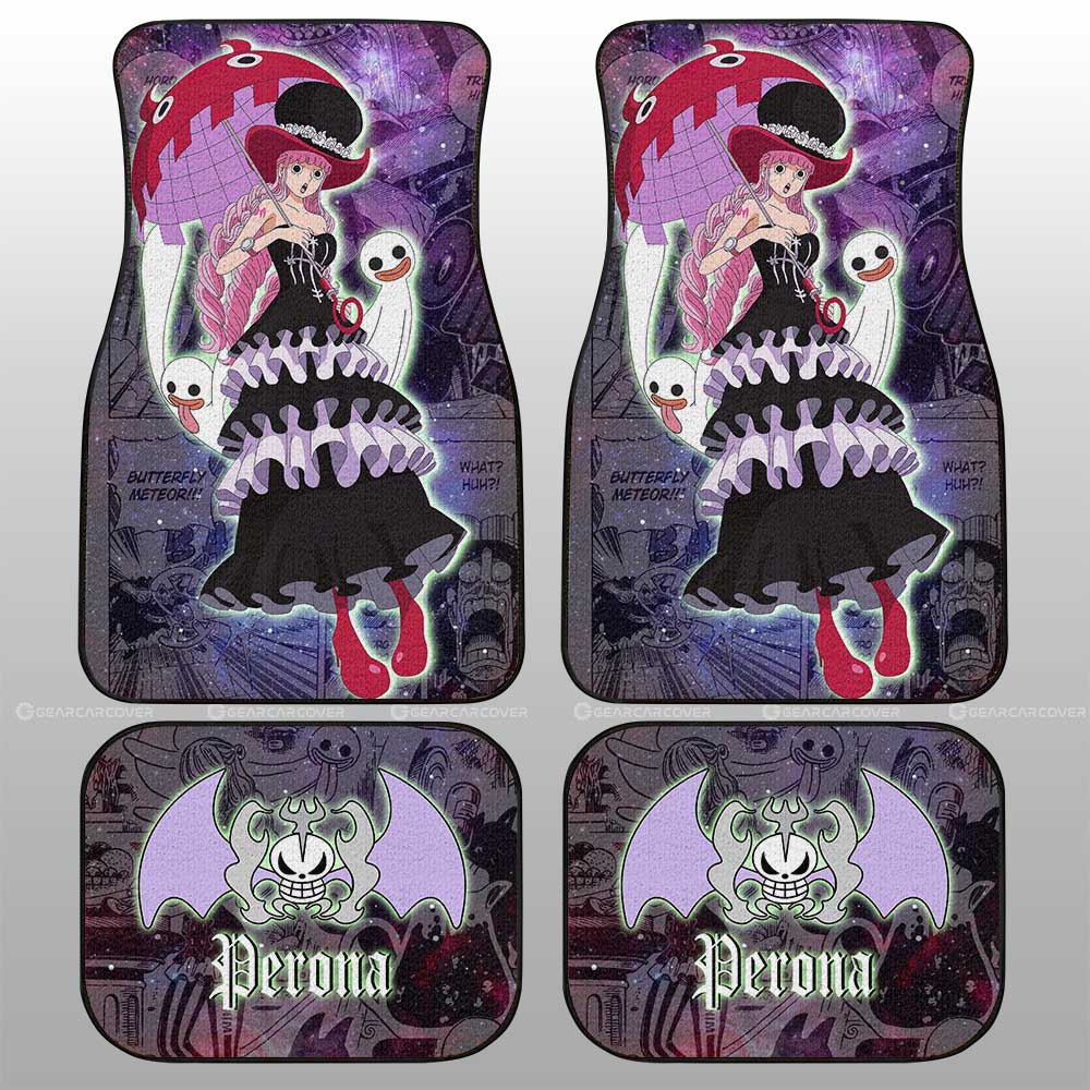 One Piece Car Mat Perona Manga Pattern Jolly Roger Symbol Galaxy Car Floor Mats