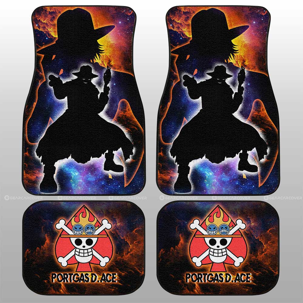 One Piece Car Mat Portgas D Ace Silhouette Jolly Roger Symbol Galaxy Car Floor Mats
