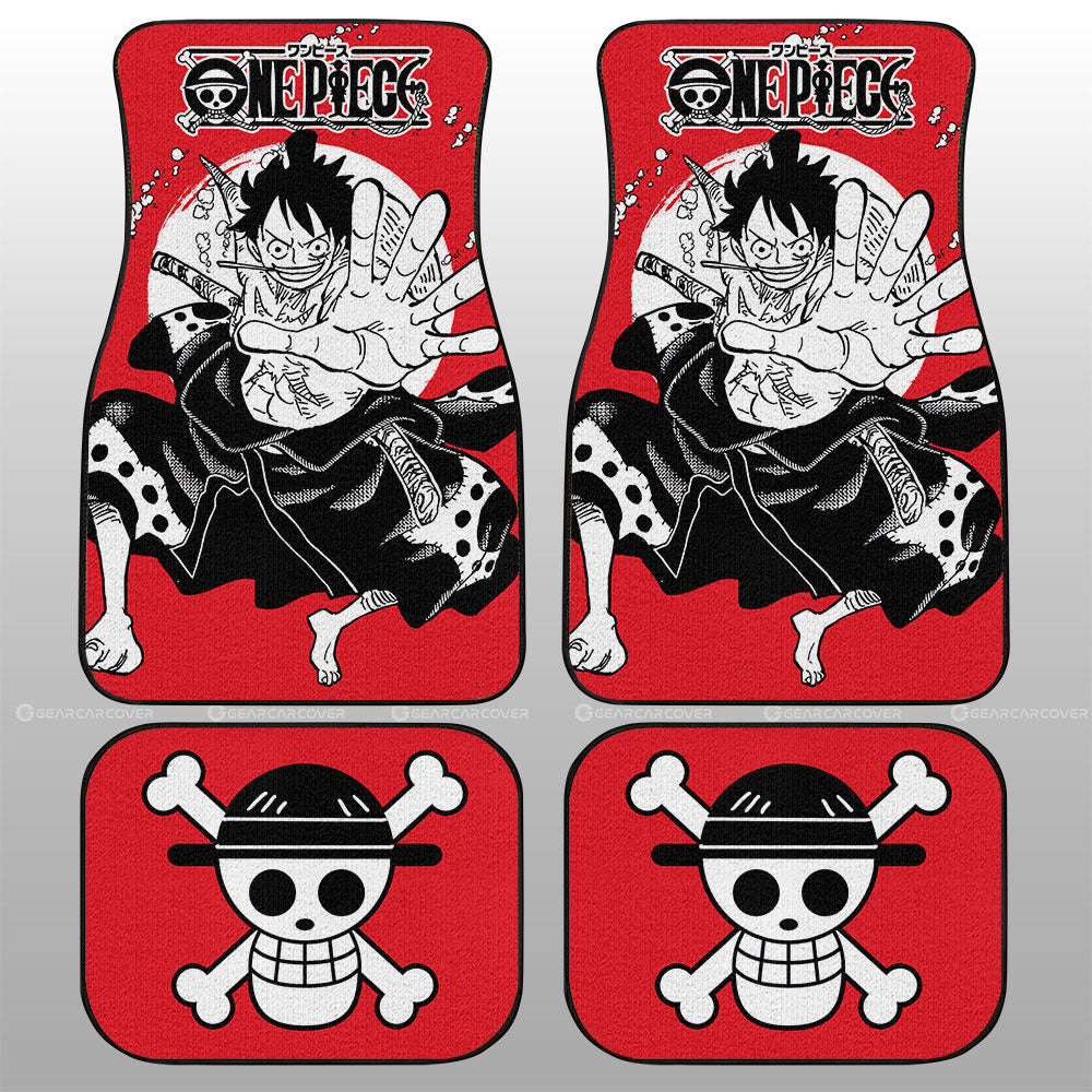 One Piece Car Mats Character Monkey D Luffy Jolly Roger Symbol Car Floor Mats