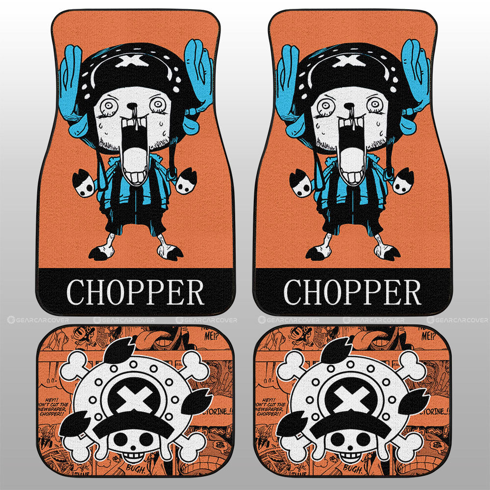 One Piece Car Mats Crazy Tony Tony Chopper Manga Pattern Jolly Roger Symbol Car Floor Mats