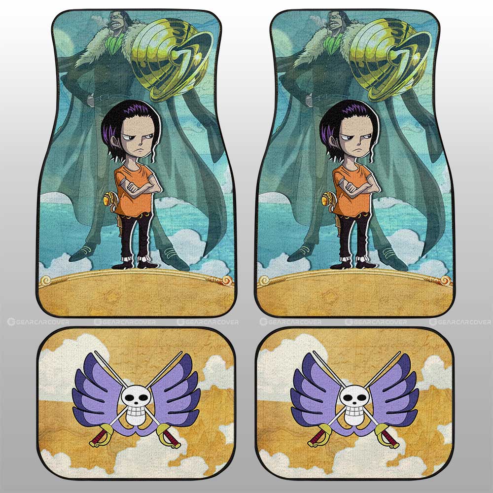 One Piece Car Mats Cute Young Crocodile Jolly Roger Symbol Car Floor Mats