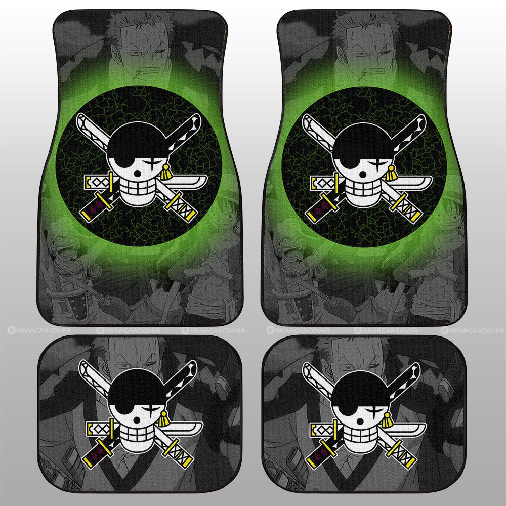 One Piece Car Mats Manga Pattern Zoro Jolly Roger Symbol Car Floor Mats