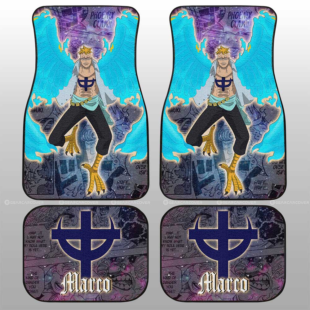 One Piece Car Mats Marco Manga Pattern Jolly Roger Symbol Galaxy Car Floor Mats