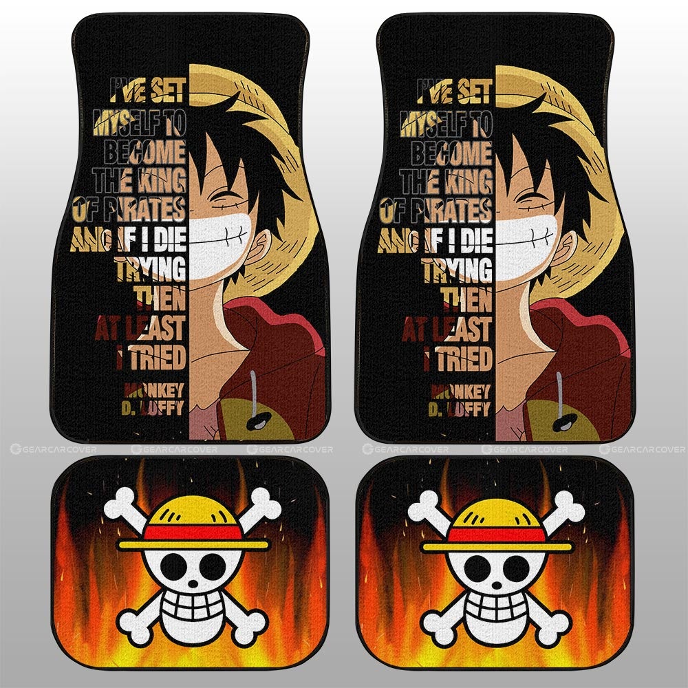 One Piece Car Mats Monkey D Luffy Quote Half Face Car Floor Mats