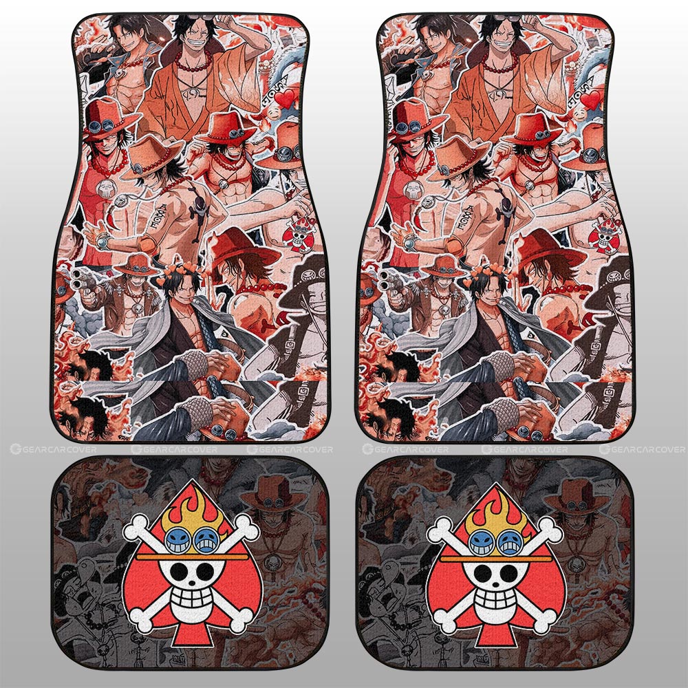 One Piece Car Mats One Piece Portgas D Ace Doodle Pattern Car Floor Mats
