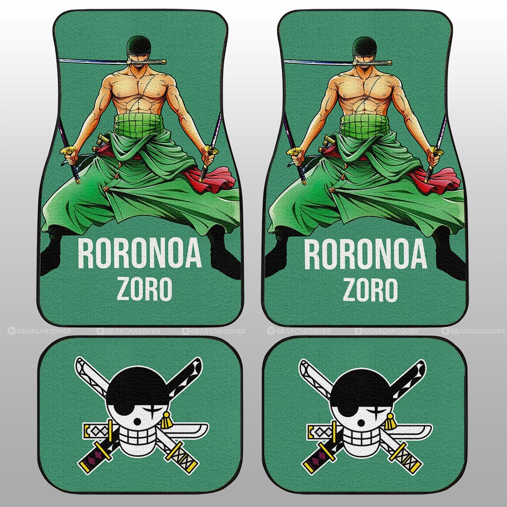 One Piece Car Mats One Piece Zoro Fighting Pose Three Swords Car Floor Mats