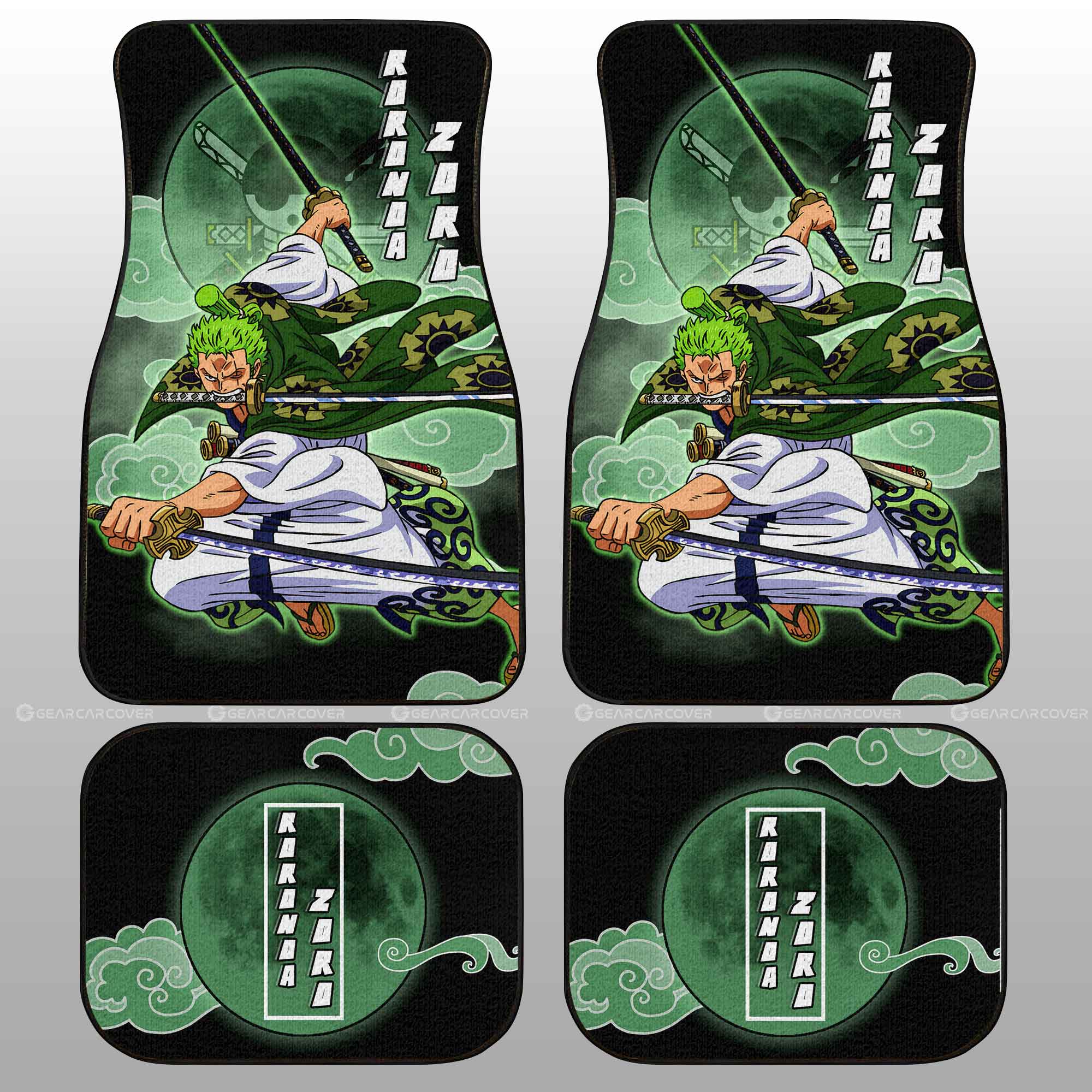 One Piece Car Mats One Piece Zoro Cloud And Moon Pattern Car Floor Mats