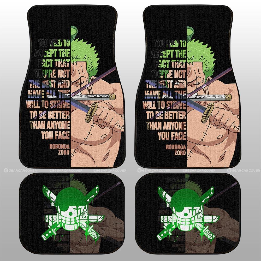 One Piece Car Mats One Piece Zoro Half Face And Quote Car Floor Mats