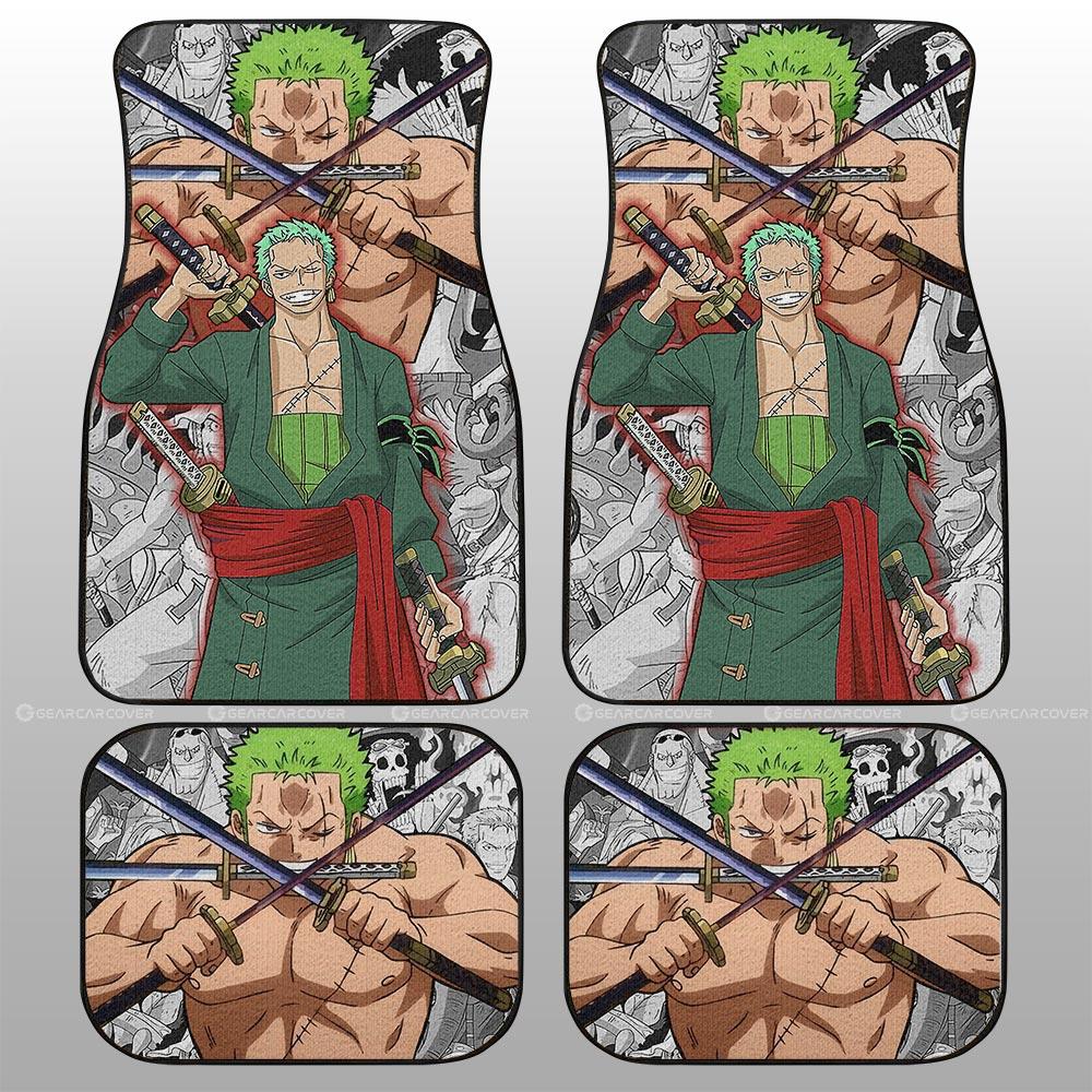 One Piece Car Mats One Piece Zoro Manga Pattern Car Floor Mats Grey