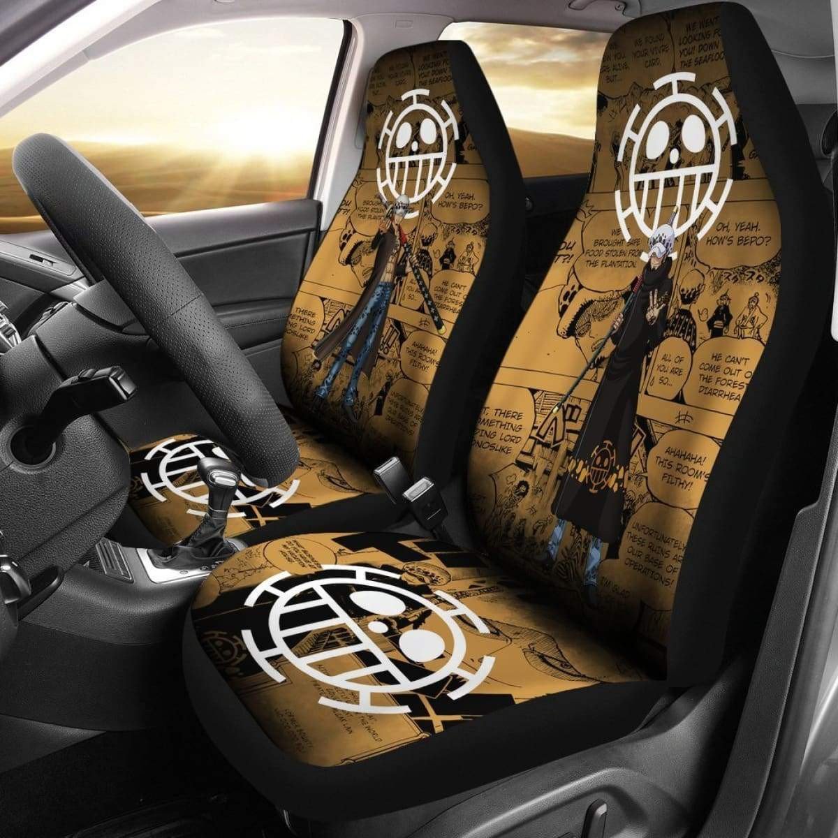 One Piece Car Seat Covers Law Graphic Symbol Manga Pattern Seat Covers