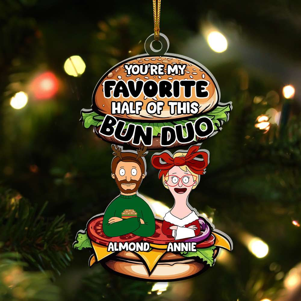 Personalized Bob's Burger For Couples Custom Name Christmas Acrylic Ornament