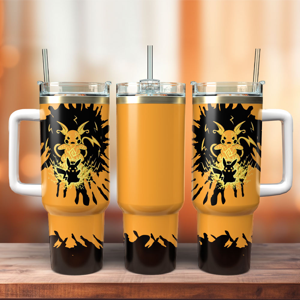 Pokemon Raichu Pikachu Silhouette Large Tumbler