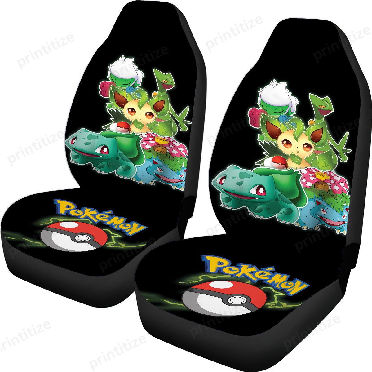 Pokemon Car Seat Covers Cute Grass Type Pokemon Graphic Seat Covers