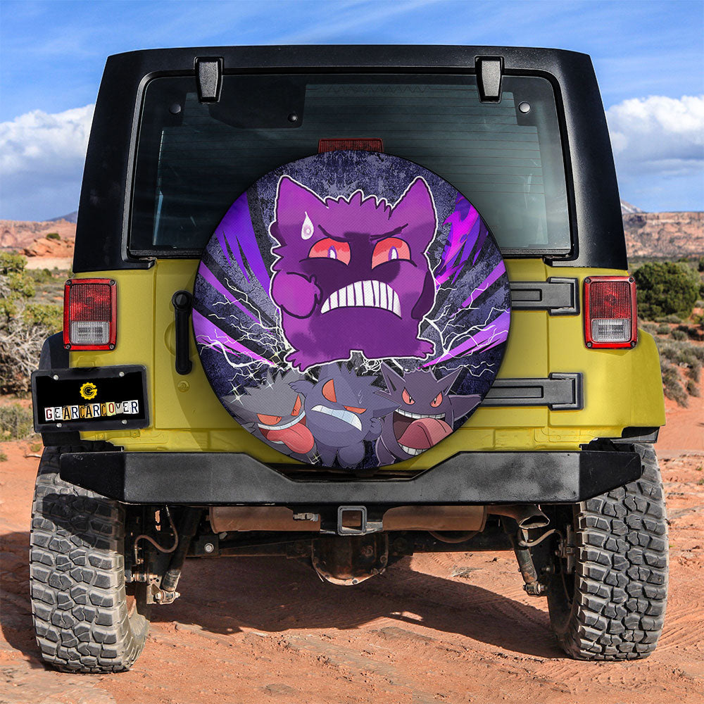 Pokemon Spare Tire Cover Confused Face Gengar Tire Covers
