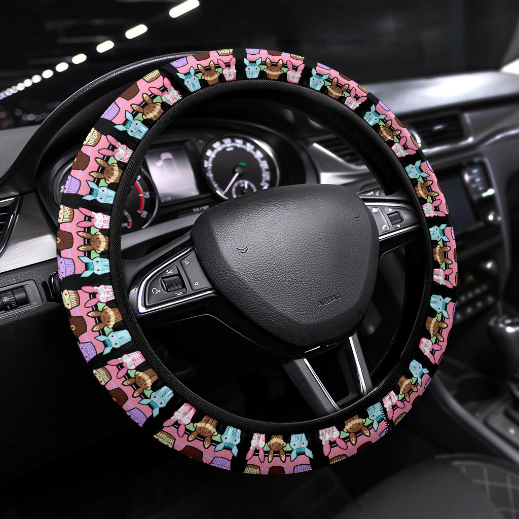 Pokemon Steering Wheel Cover Chibi Cupcake Arquivos Eeveelution Pattern Driving Wheel Cover