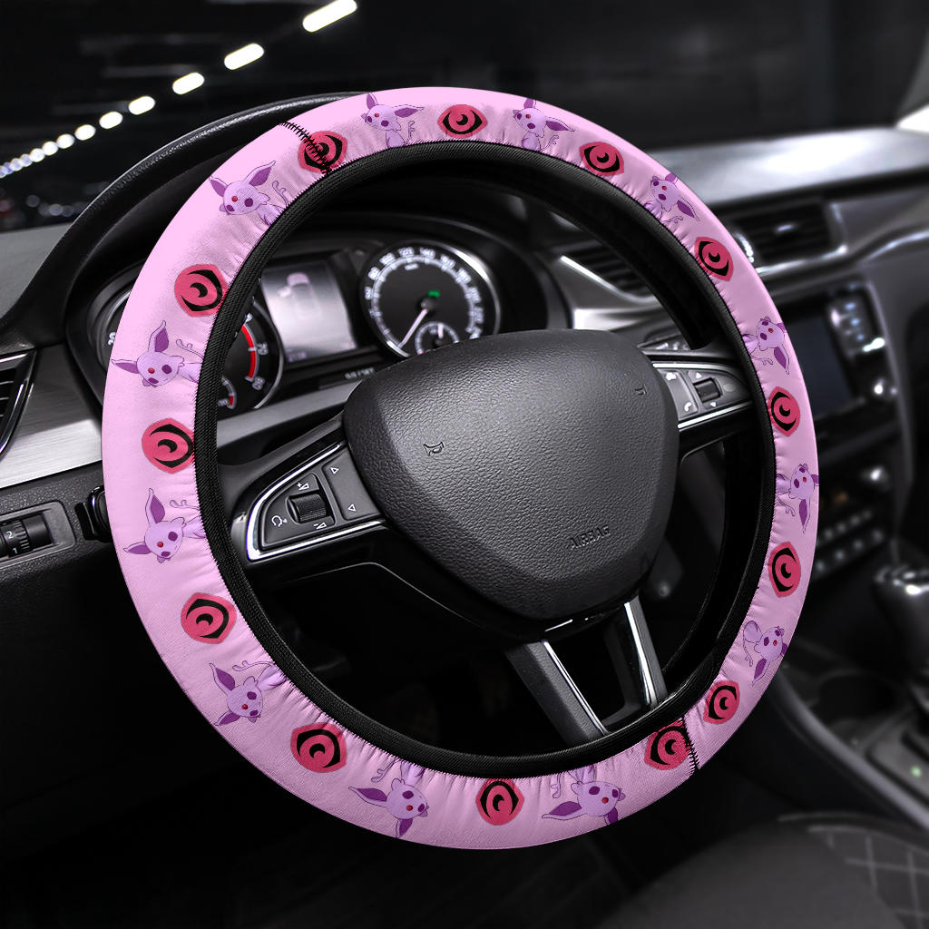 Pokemon Steering Wheel Cover Chibi Pokemon Espeon Eeveelution Pattern Driving Wheel Cover