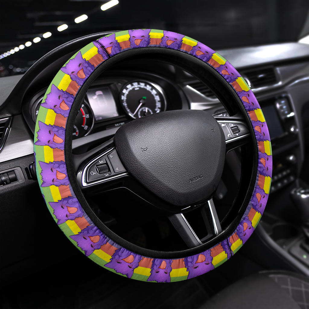 Pokemon Steering Wheel Cover Chibi Pokemon Happy Gengar Pattern Driving Wheel Cover