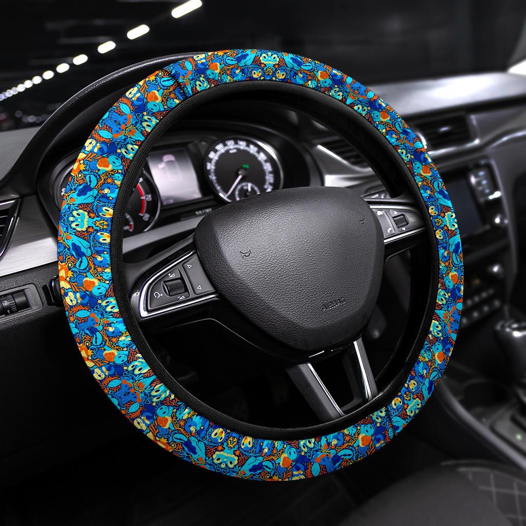 Pokemon Steering Wheel Cover Water Type Pokemon Pattern Driving Wheel Cover