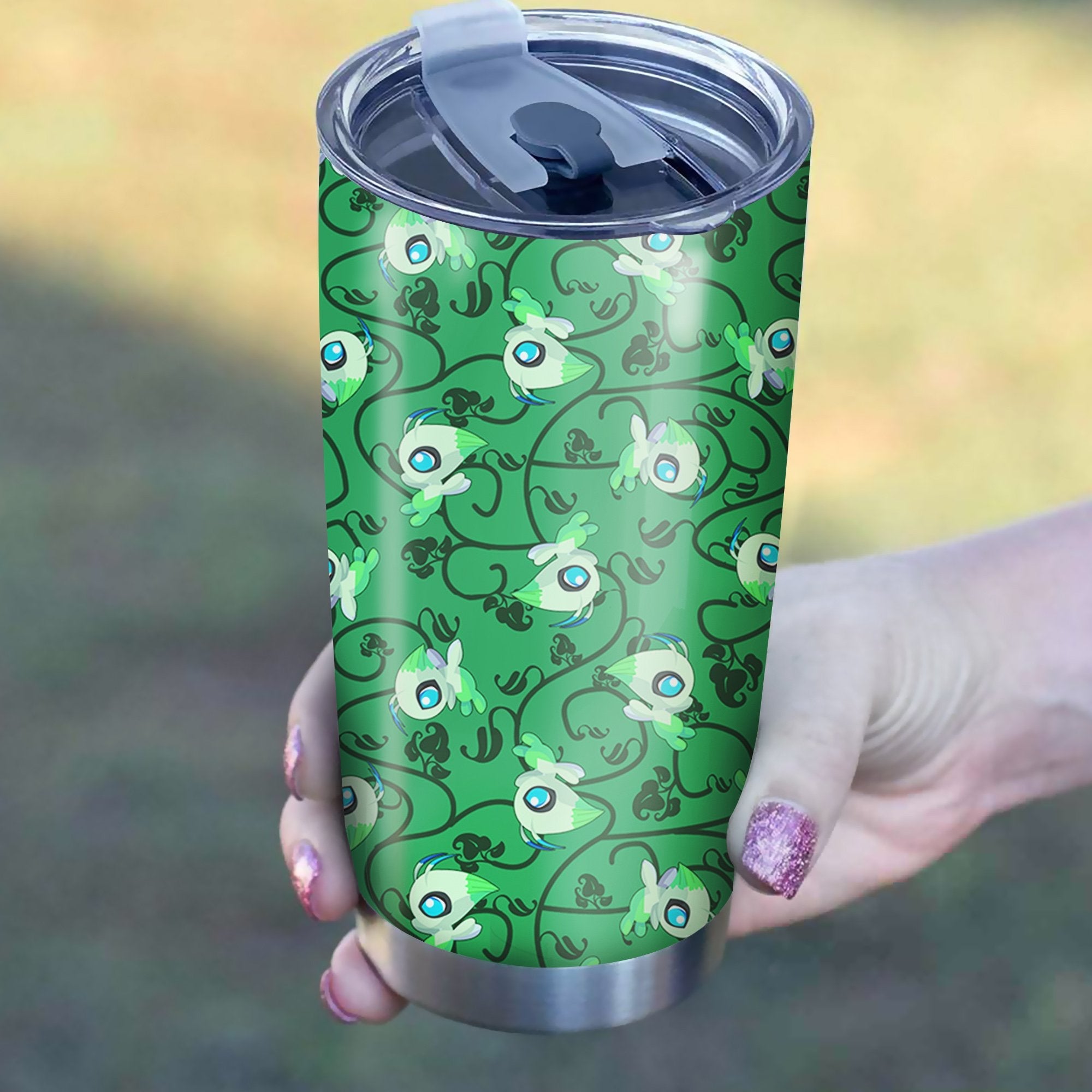 Pokemon Grass Type Pokemon Celebi Leaf 20 oz Tumbler