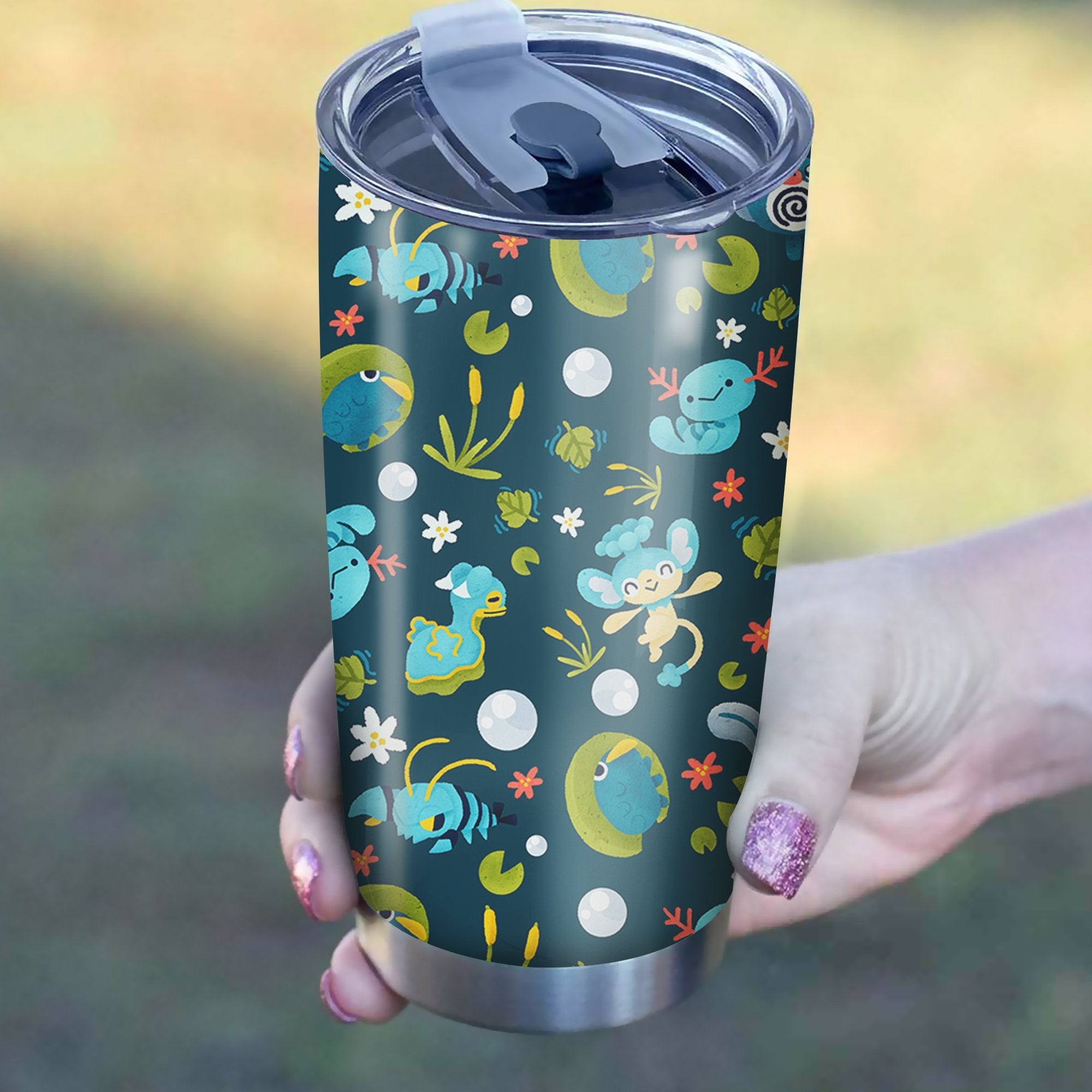 Pokemon Water Type Pokemon Floral 20 oz Tumbler