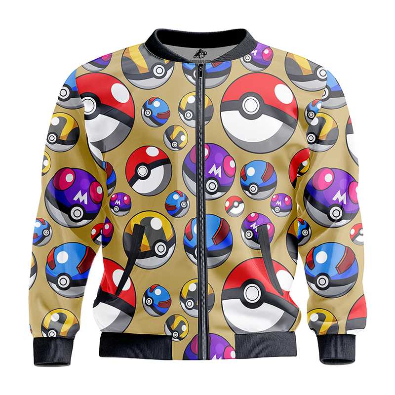 Poke Balls Pokemon Cozy Quilt Bomber Jacket