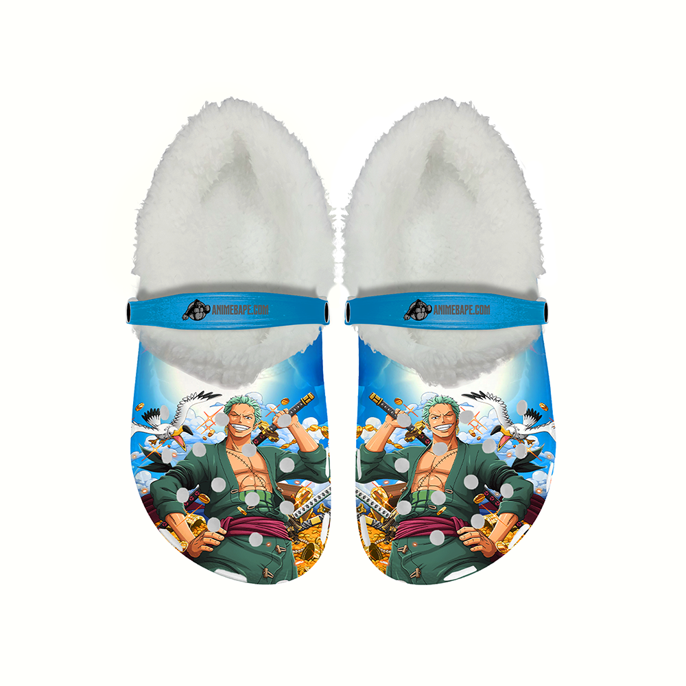 Roronoa Zoro One Piece Cozy Winter Fleece Clogs