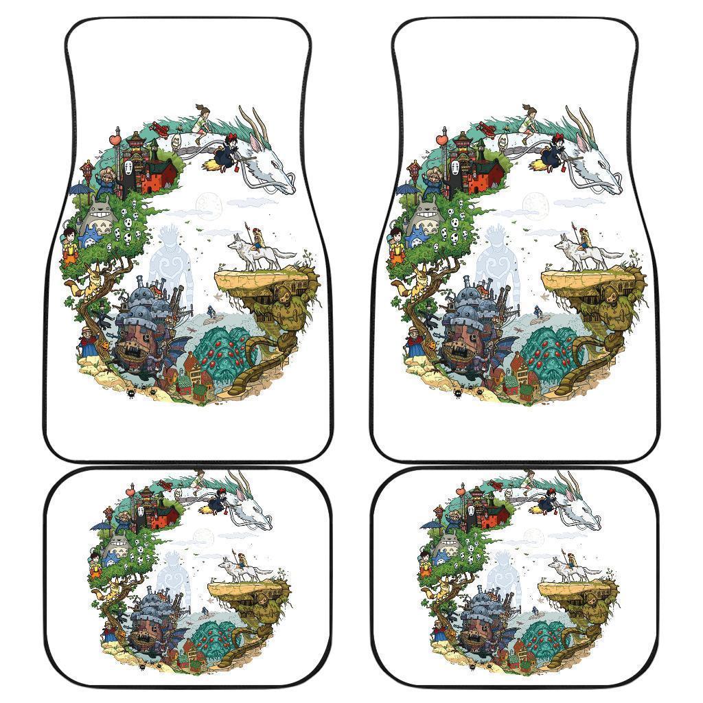 Studio Ghibli Car Mats Studio Ghibli All Famous Scene Characters Pattern Car Floor Mat