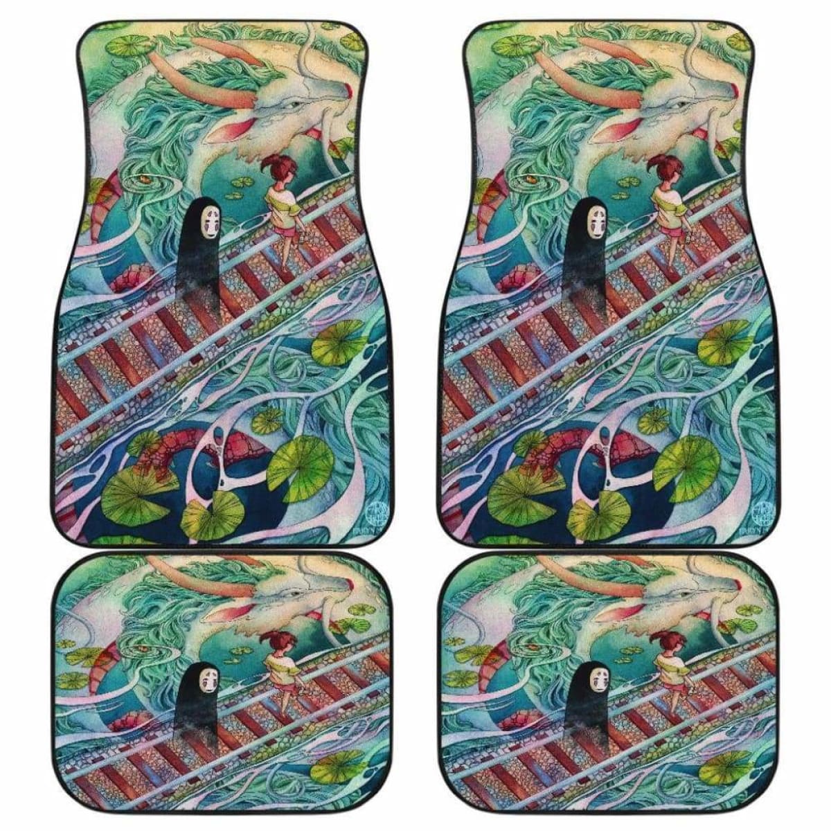 Studio Ghibli Car Mats Studio Ghibli Spirited Away Characters On The Rail Car Floor Mat