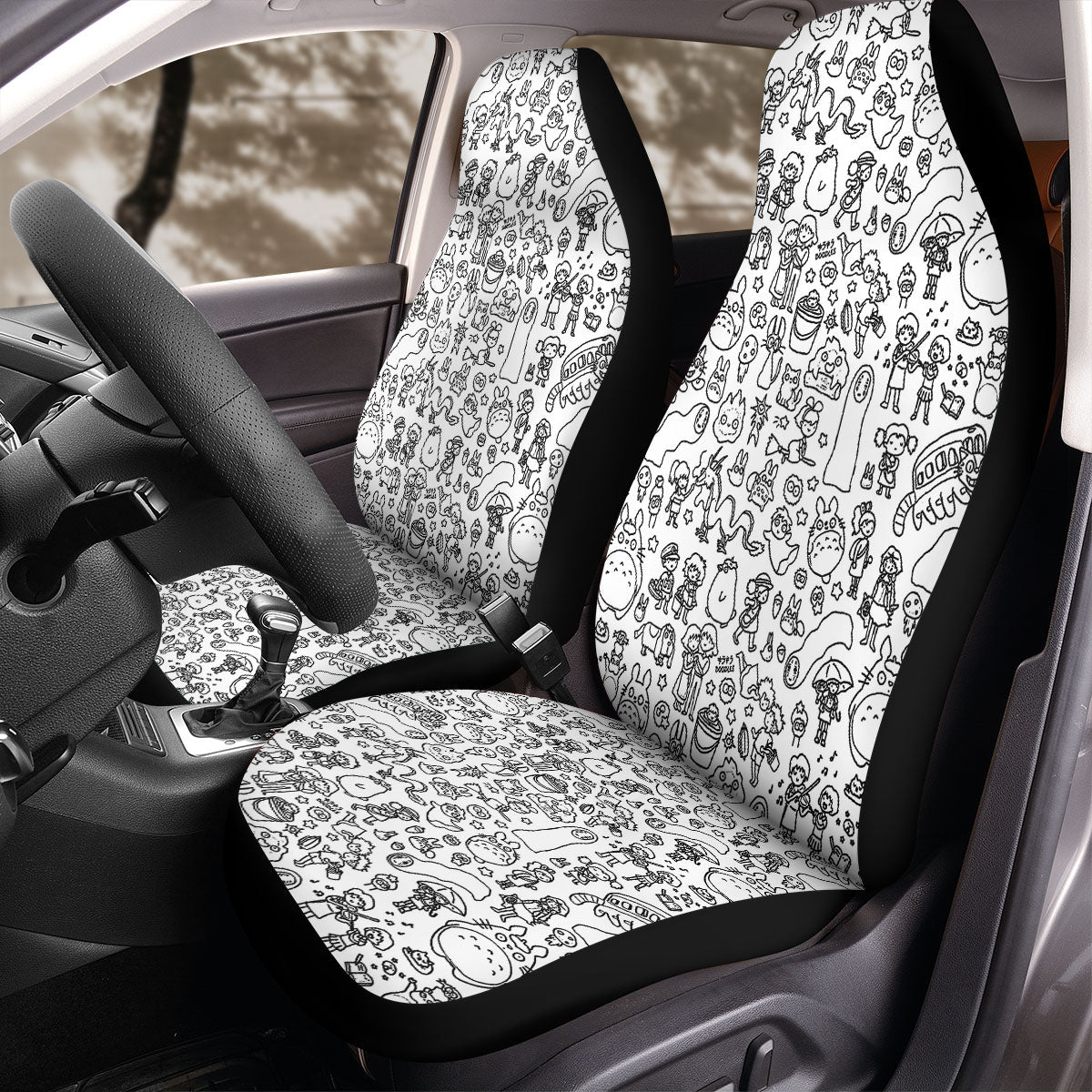 Studio Ghibli Car Seat Covers Drawing Ghibli Characters Pattern Seat Covers