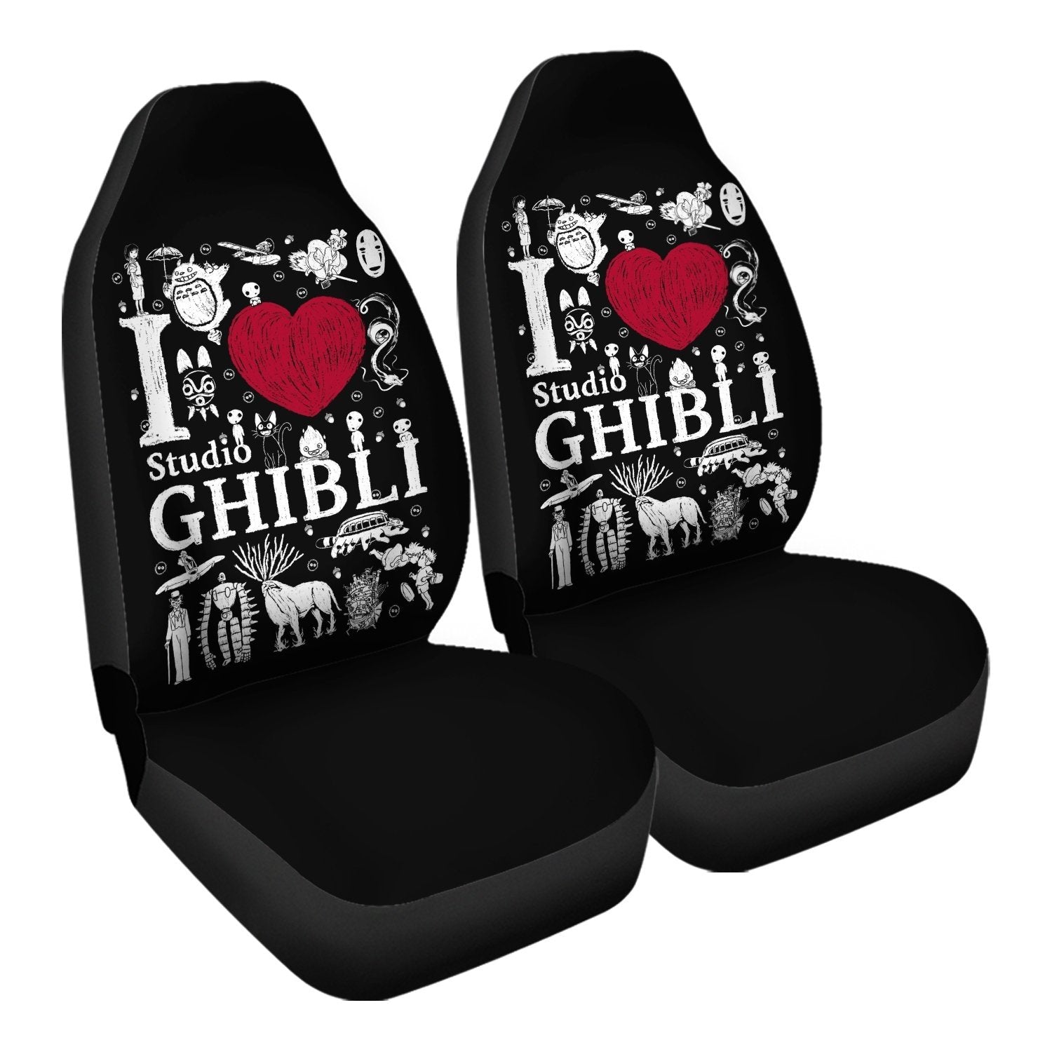 Studio Ghibli Car Seat Covers I Love Studio Ghibli Characters Pattern Seat Covers