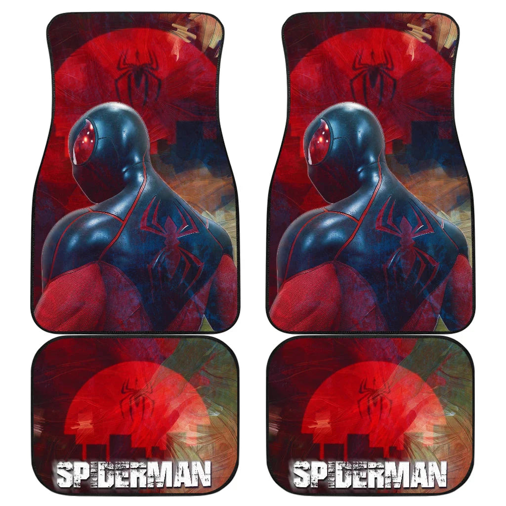 Spiderman Car Mats Spiderman Back City Under The Moon Car Floor Mats