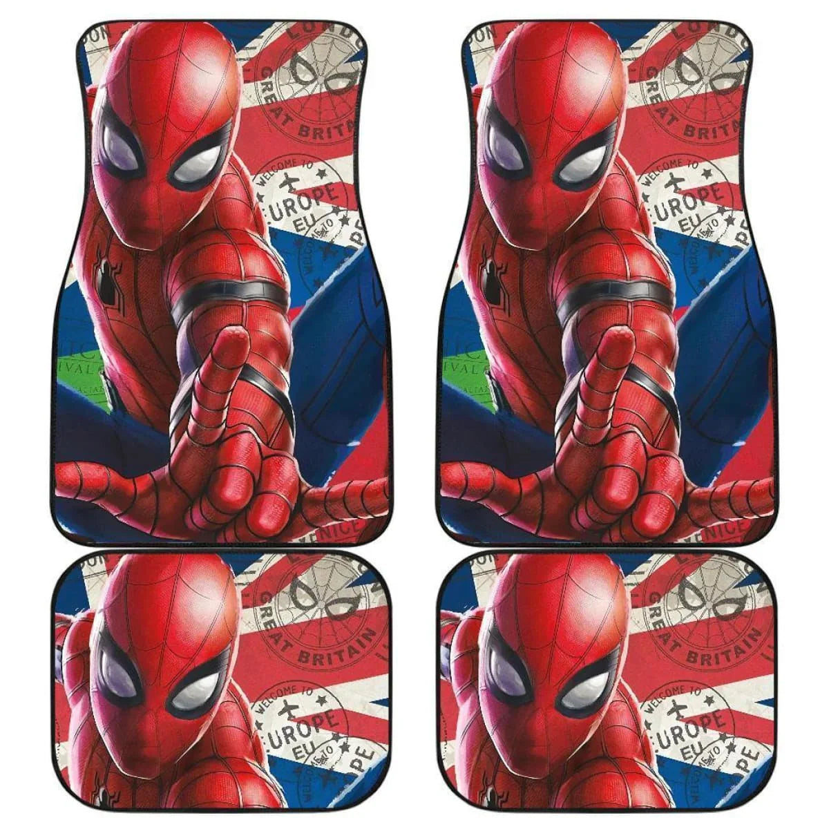 Spiderman Car Mats Spiderman British Flag Pattern Car Floor Mats