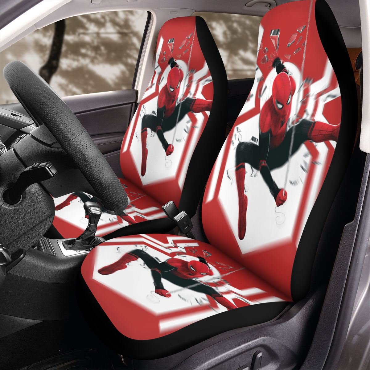 Spiderman Car Seat Covers Marvel Spideman Swinging Breaking Wall Seat Covers
