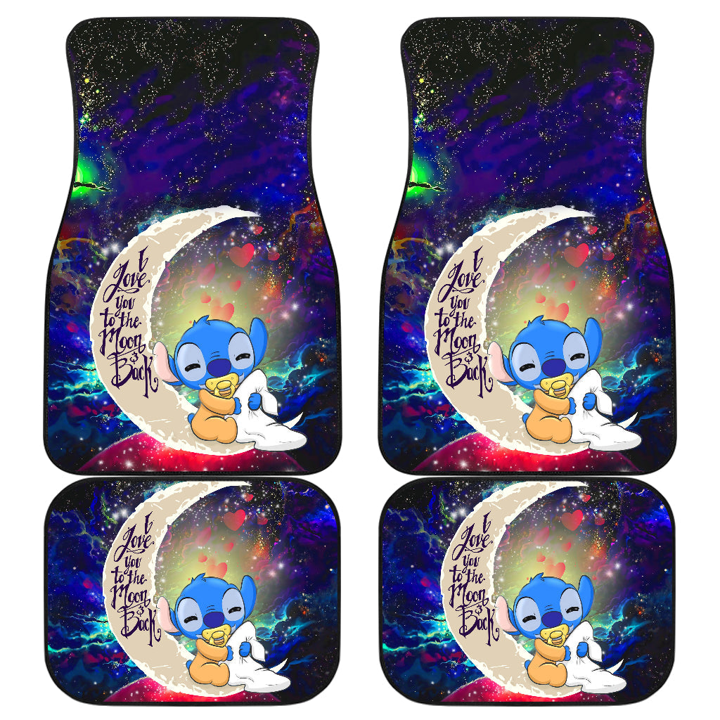 Stitch Car Mats Cute Baby Stitch Sleepy Love You To The Moon Car Floor Mats