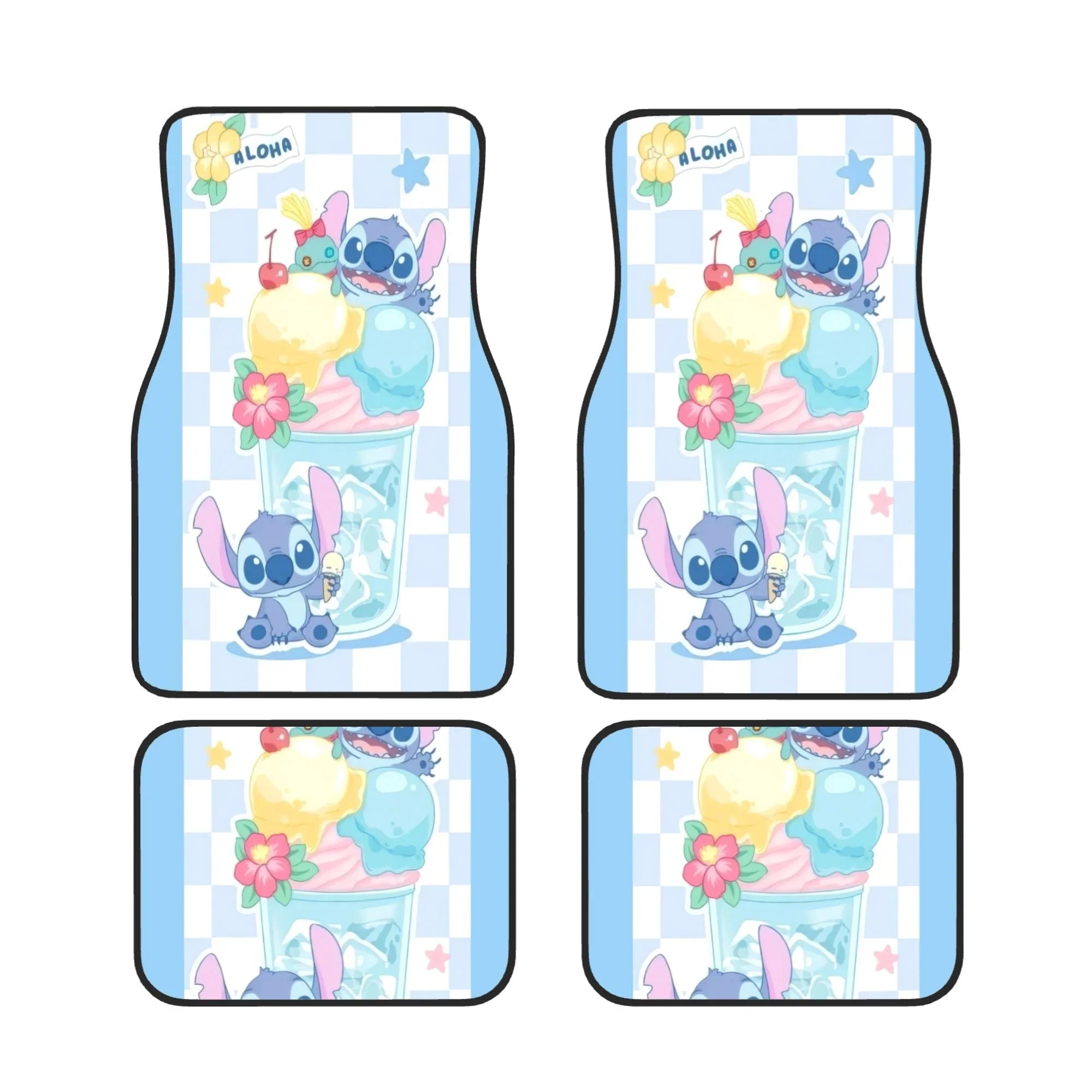 Stitch Car Mats Cute Stitch With Ice Cream Cup Pattern Car Floor Mats