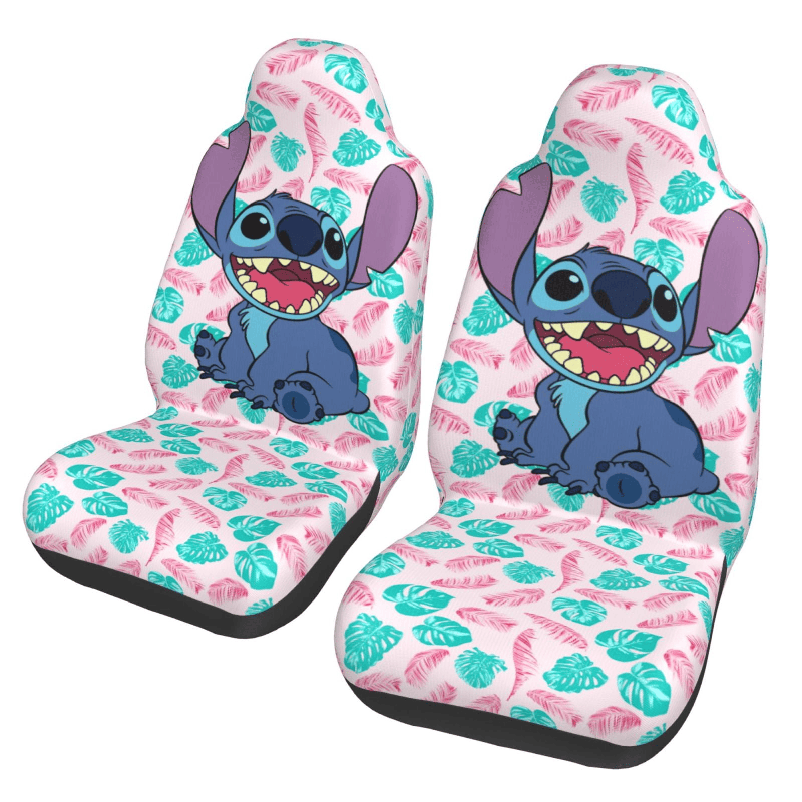Stitch Car Seat Covers Stitch And Tropical Leaf Pattern Seat Covers