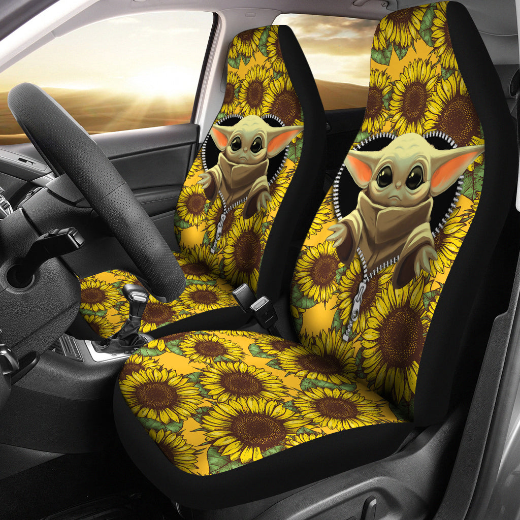 Star Wars Car Seat Covers Baby Grogu Sunflower Zipper Seat Covers