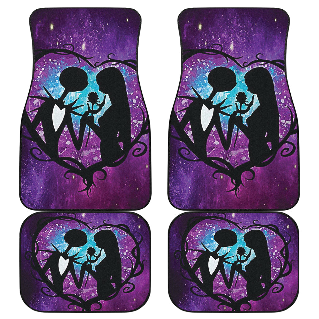 The Nightmare Before Christmas Car Mats Jack And Sally Love Silhouette Galaxy Pattern Car Floor Mats