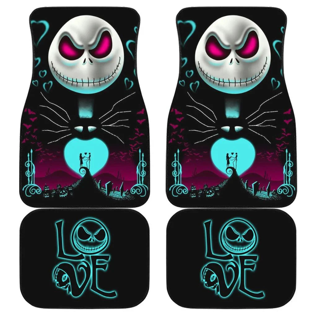 The Nightmare Before Christmas Car Mats Jack Skellington And Sally On The Hill Silhouette Love Car Floor Mats