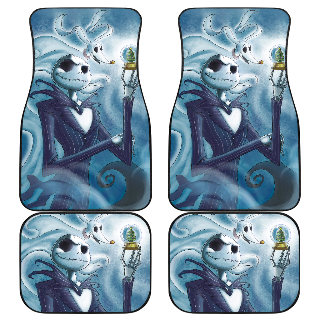 The Nightmare Before Christmas Car Mats Jack Skellington Holds Snowglobe And Zero Dog Car Floor Mats