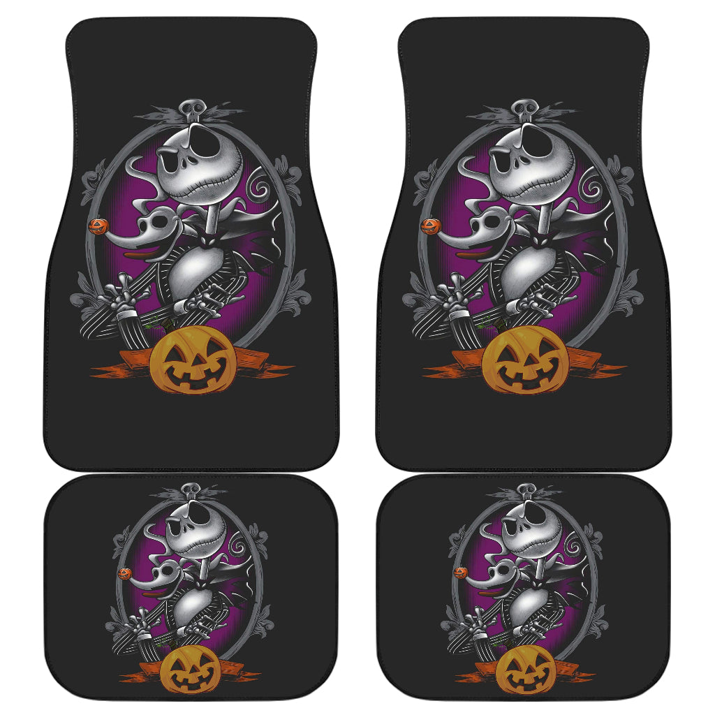 The Nightmare Before Christmas Car Mats Jack Skellington With Zero And Pumpkin Portrait Car Floor Mats