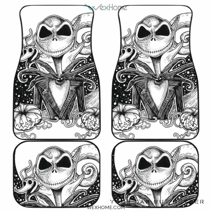 The Nightmare Before Christmas Car Mats Jack Skellington With Zero Under Moonlight Car Floor Mats