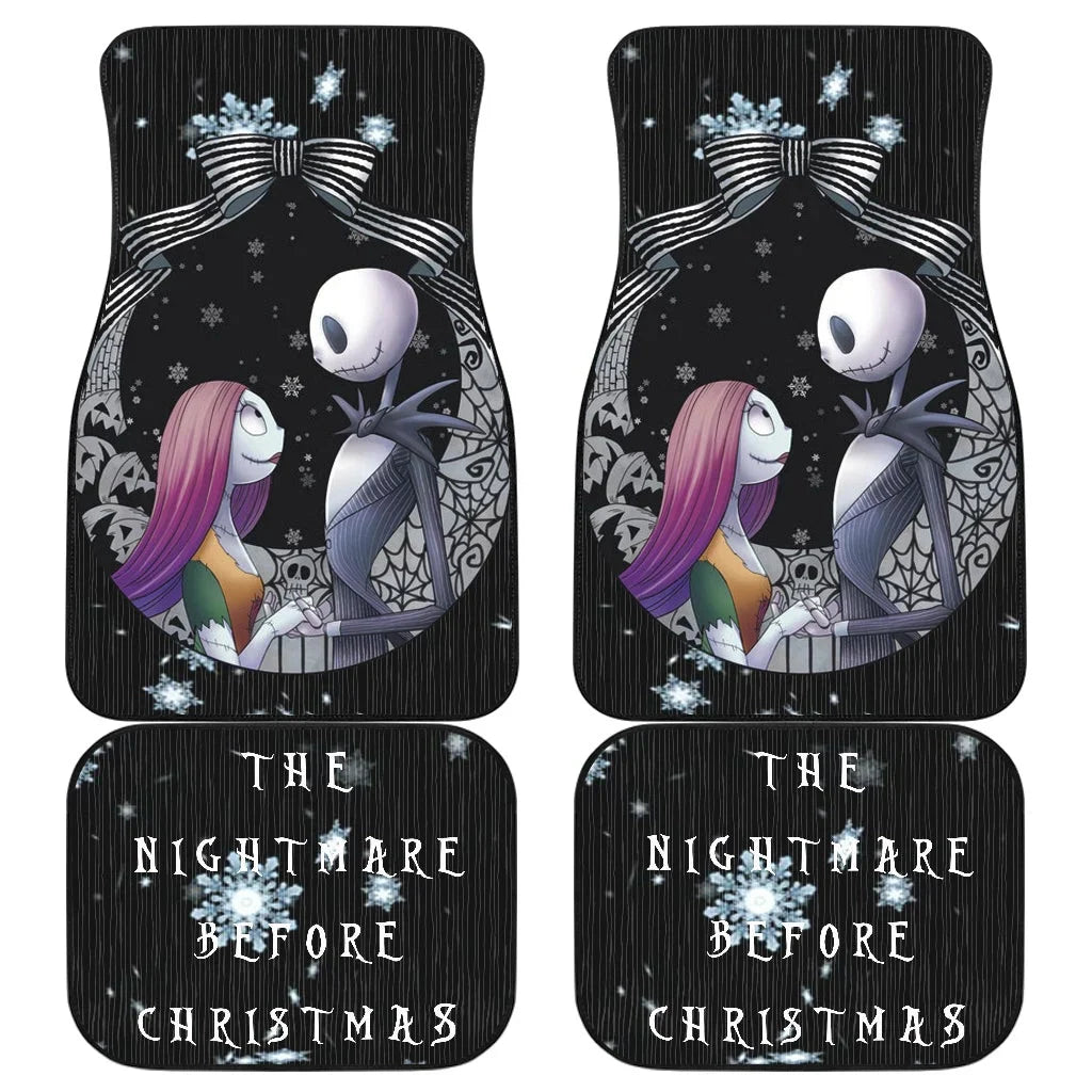 The Nightmare Before Christmas Car Mats Love Between Jack And Sally Snowflakes Pattern Car Floor Mats